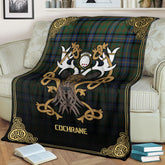 Cochrane Ancient Tartan Crest Premium Blanket - Celtic Stag style
